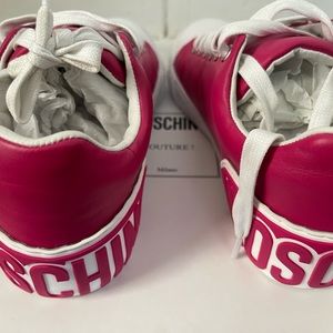 Moschino Women Leather Logo-Heel Sneakers